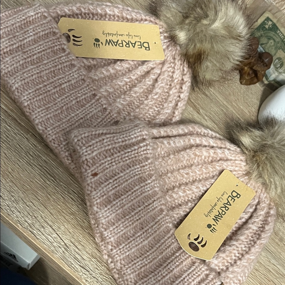 BearPaw Blush Knit Beanie with Pom Pom